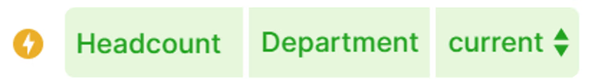 Shows a formula to calculate the current headcount per department