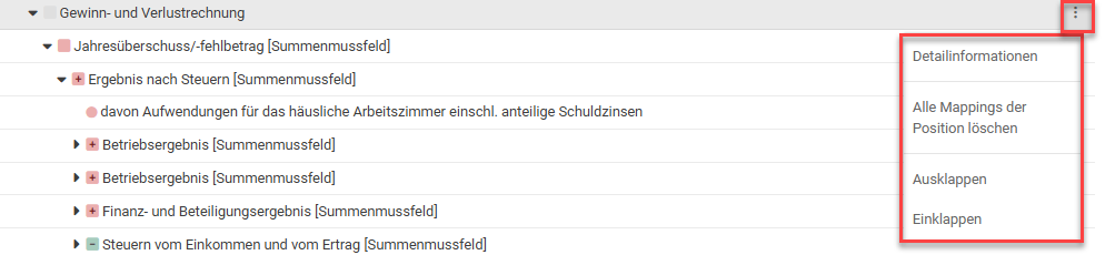 Drei-Punkte-Menü eine Taxonomieposition