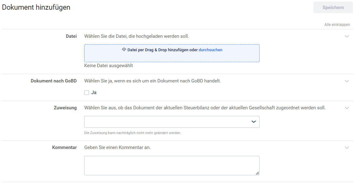 Zeigt den Dialog 'Dokument hinzufügen'