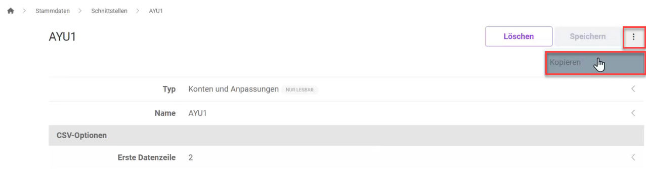 Schnittstelle kopieren