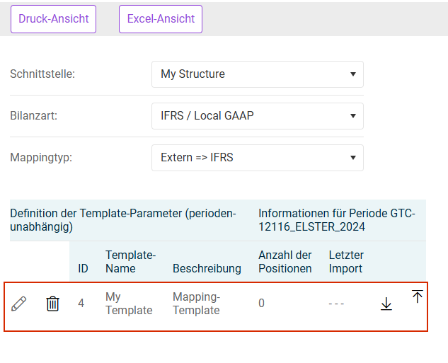Template in the 'Import Mapping' workspace