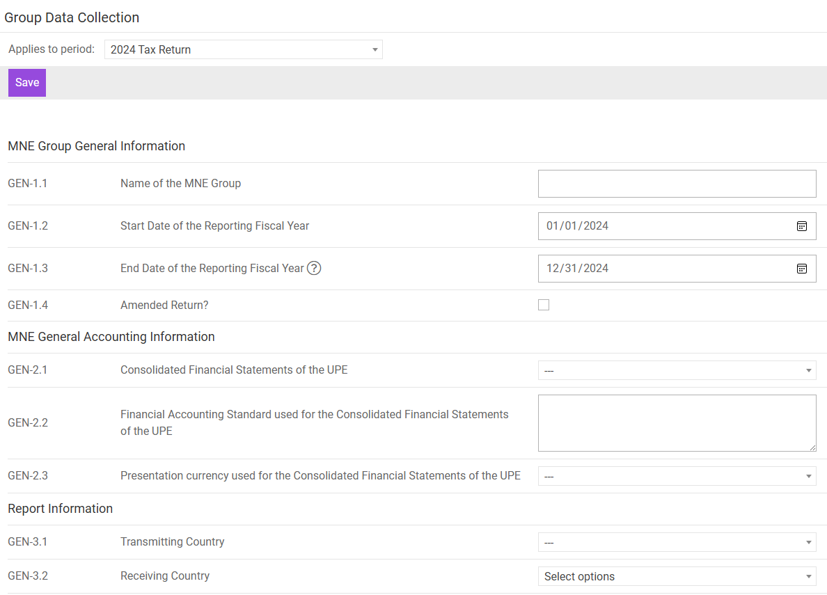 Arbeitsbereich 'Group Data Collection' in Pillar 2