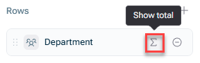 Shows the button to show a dimension total when you hover over a dimension added to a table.