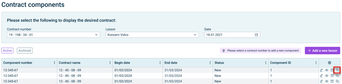Copy component functionality is displayed.