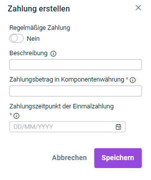 Zeigt die Eingabefelder für die Konfiguration einer Einmalzahlung für eine Leasingkomponente.