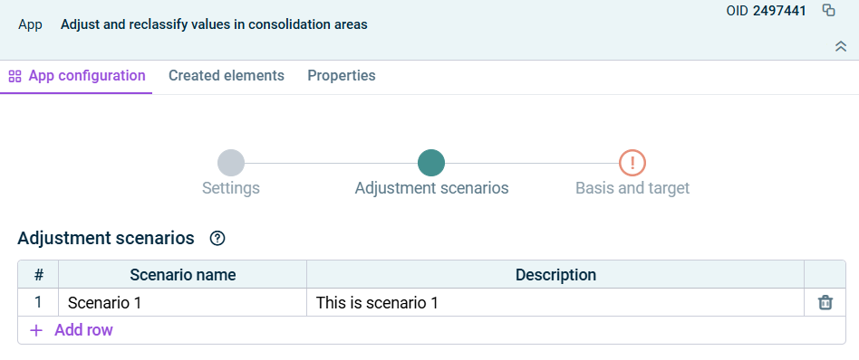 This is the description of the step 'Adjustment scenarios'.