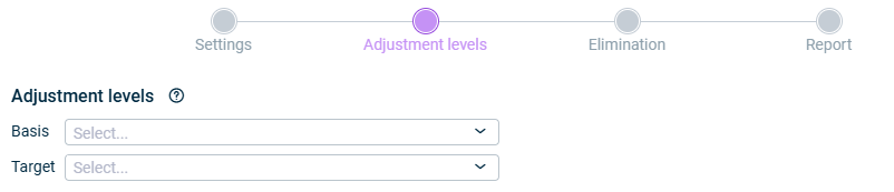 Shows the 'Adjustment levels' step