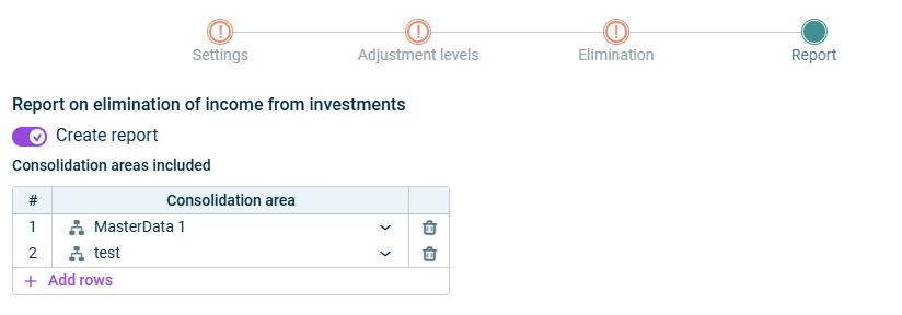 This is the report step of income from investments.
