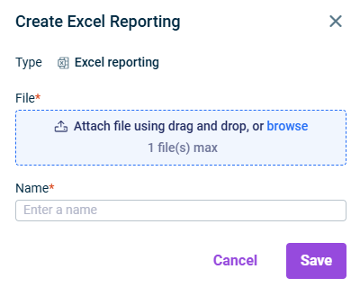 Displays the ‘Create Excel Reporting’ dialog