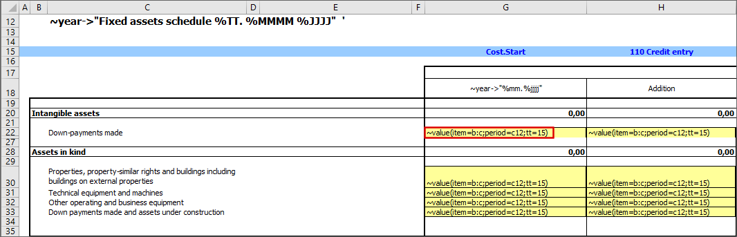 Shows an Excel section with tilde formulas. The tilde formula for the example above is marked.
