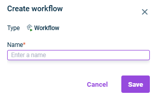 Shows the 'Create workflow' dialog