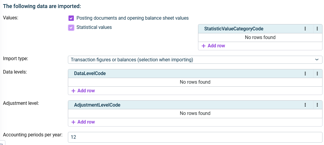 Options for importing data
