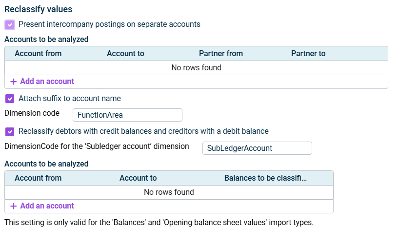 Options for reclassifying values