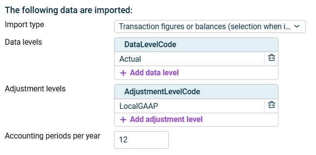 Options for data imports