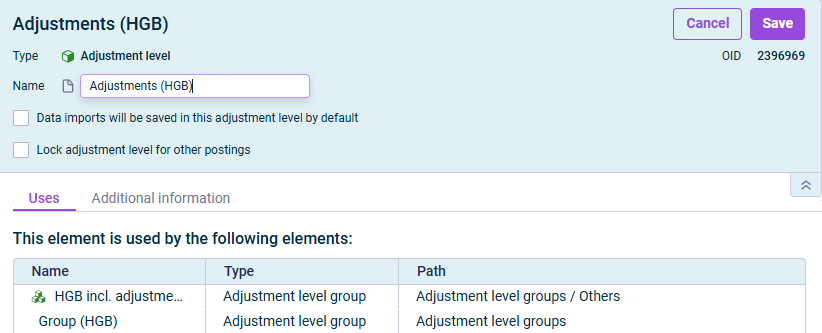 The dialog for editing an adjustment level is displayed.