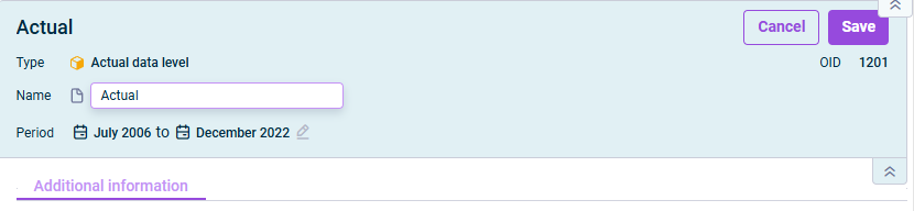 The dialog for editing the actual data level is displayed.