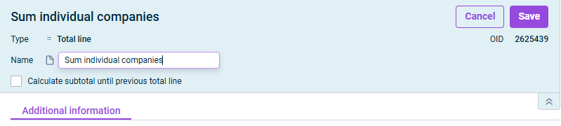 The dialog for editing a total line is displayed.