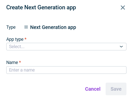 Describes how to create a Next Generation app.