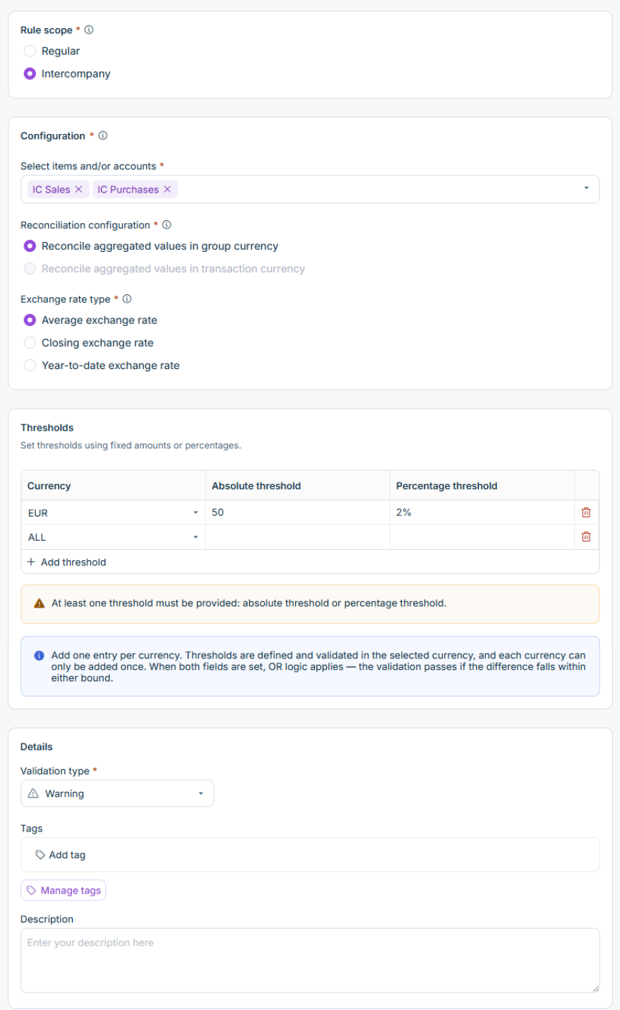 The Detail view of an intercompany validation rule is displayed.