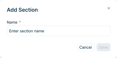 The 'Add Section' dialog is displayed.
