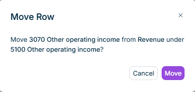 The 'Move Row' dialog is displayed.