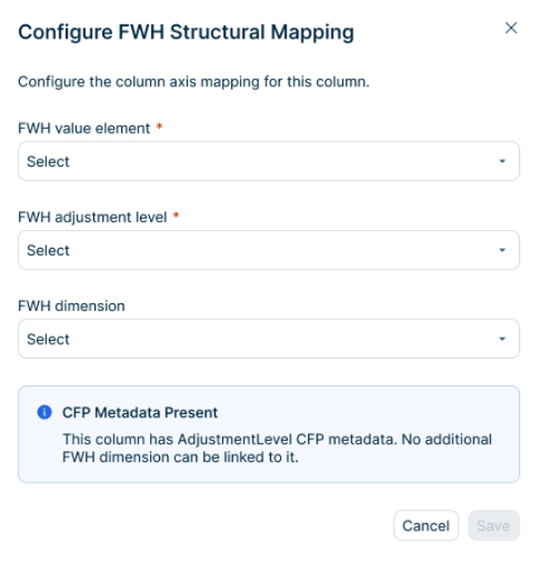 The dialog for configuring the column axis mapping is displayed.