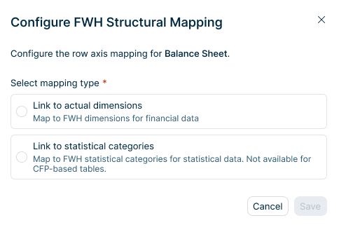 The 'Configure FWH Structural Mapping' dialog is displayed.