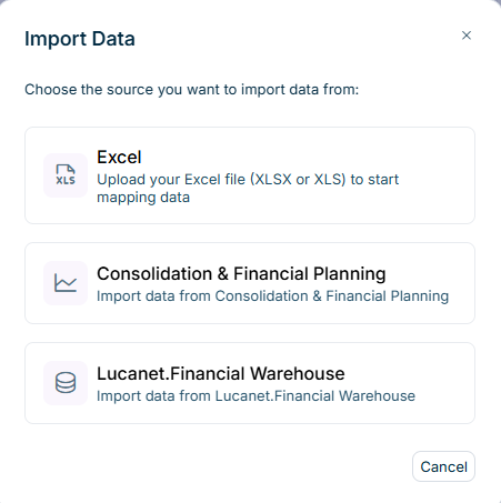 The 'Import Data' dialog is displayed.