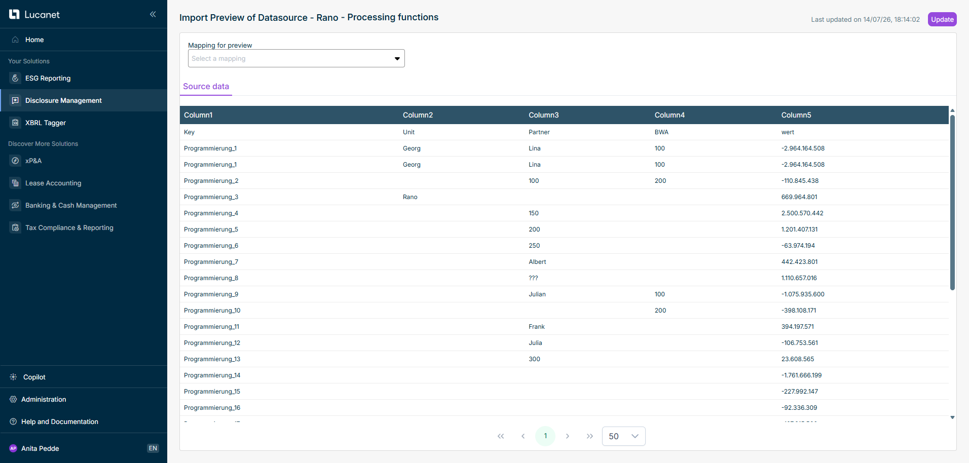 As an example, the source data preview shows the column Location with values such as Berlin;DE;10115 before the transformation of type Split