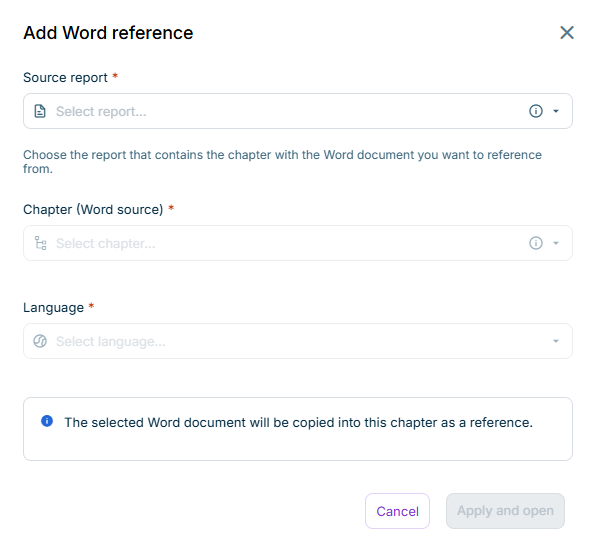 'Add Word reference' dialog