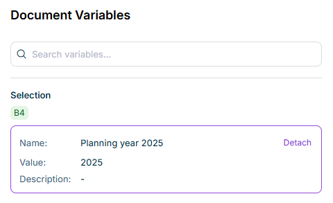 Removing a document variable's assignment via 'Detach'