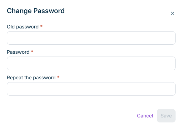 The 'Change Password' dialog is displayed.