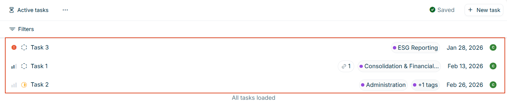 Displays the task information that can be viewed for each task on the Task Center dashboard.