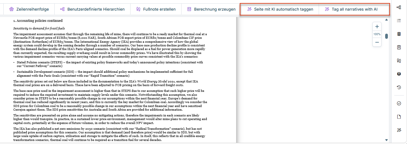 Function bar with the 'Auto-tag page with AI' button highlighted