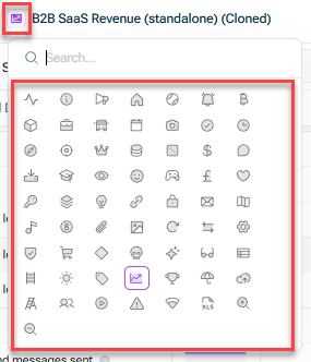 Shows the window to change the icon that appears when you click on the icon of a model