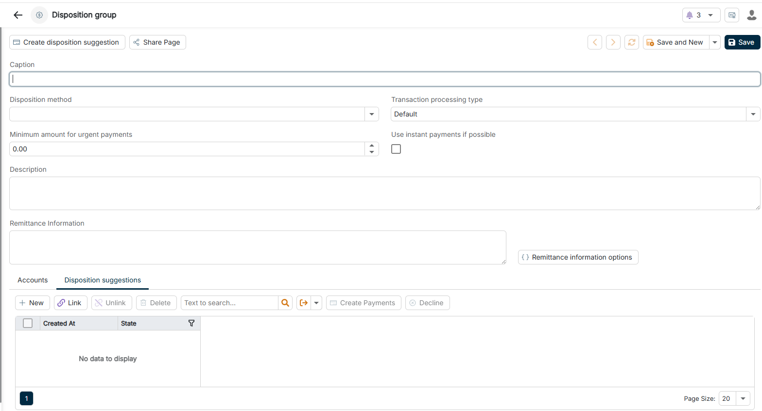 The configuration options for a disposition group are displayed.