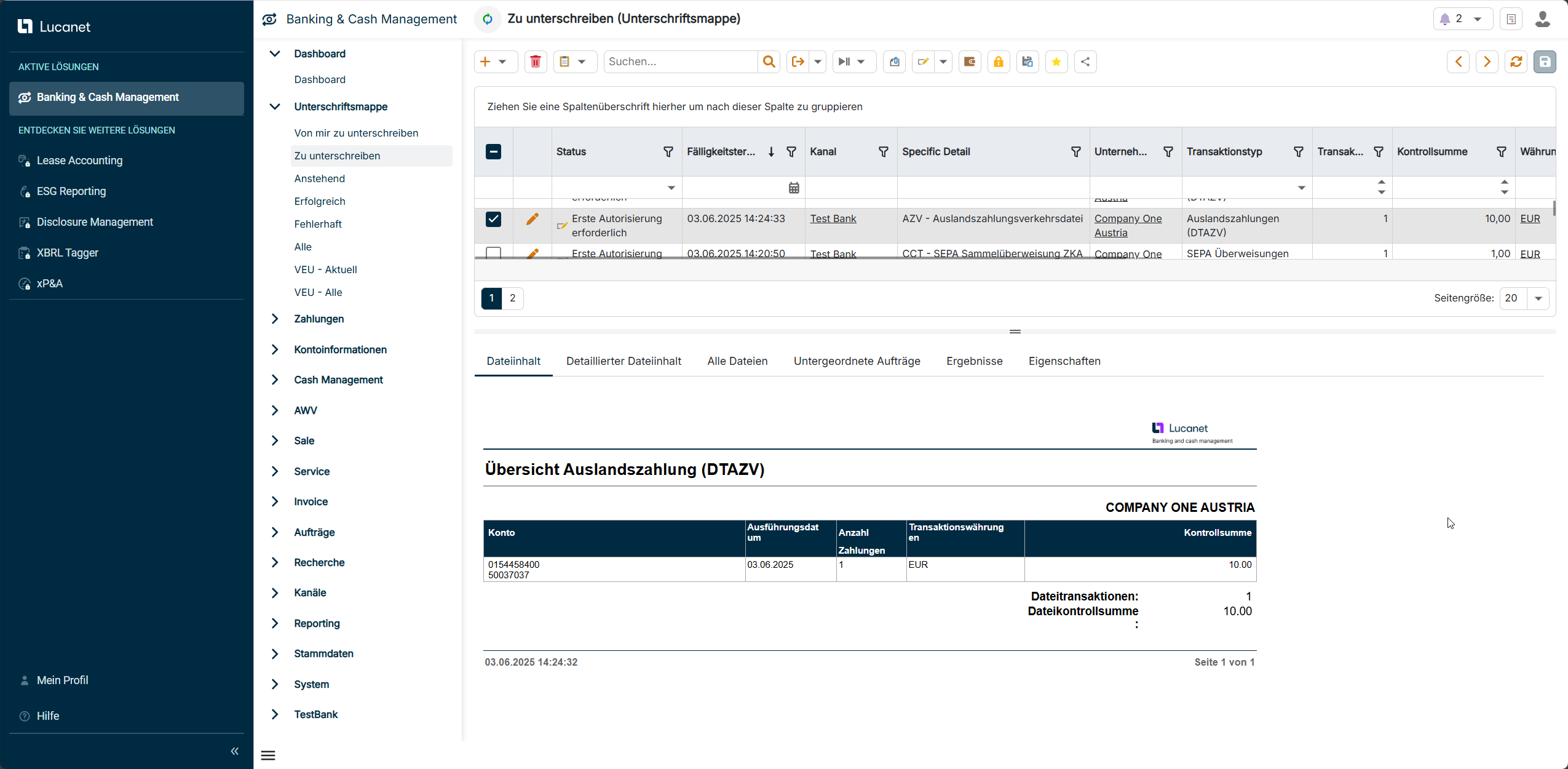 Dashboard in Banking & Cash Management