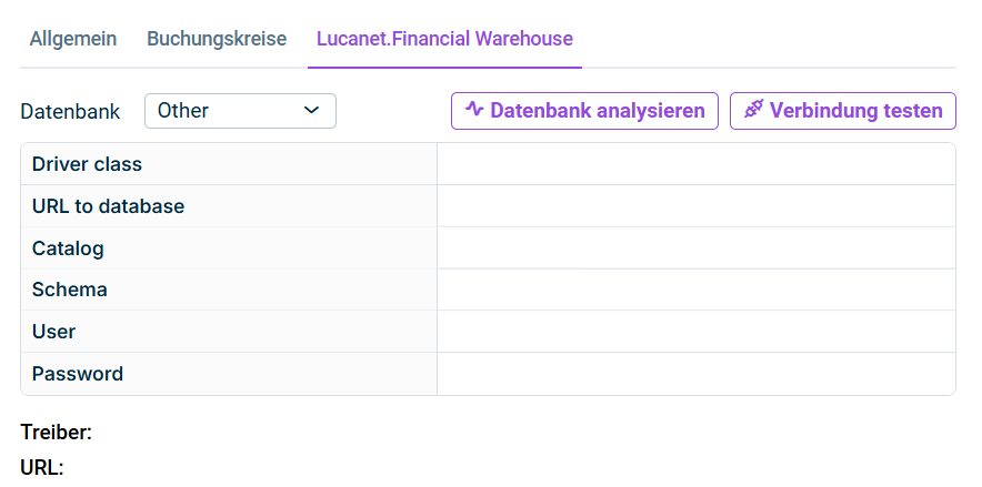 Verbindungsinformationen des Lucanet.Financial Warehouse