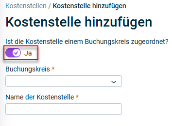 Ist die Kostenstelle einem Buchungskreis zugeordnet? - Dialog wird angezeigt.