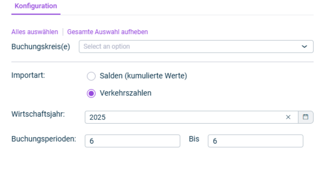 Der Dialog zum Konfigurieren eines Imports wird angezeigt.