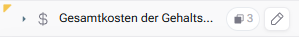 Zeigt die Variable „Gesamtkosten der Gehaltsabrechnung“ mit einem kleinen gelben Dreieck in der oberen linken Ecke der Zelle als Hinweis auf einen vorhandenen Kommentar, sowie einem Kommentarsymbol mit der Zahl 3 und einem Bearbeitungssymbol daneben.