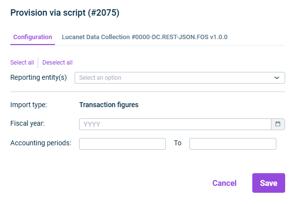 The 'Provision via script' dialog is displayed.