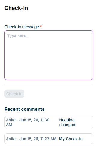 The 'Check-In' task pane with the 'Check-in message' input field.