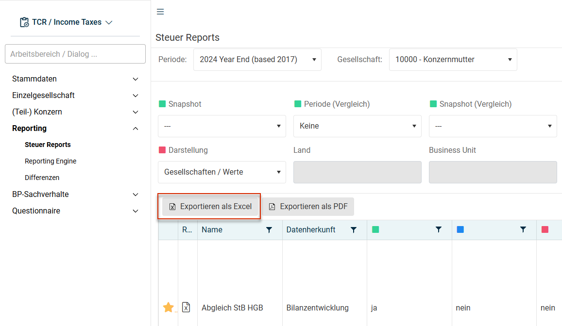Exporting data to an Excel file