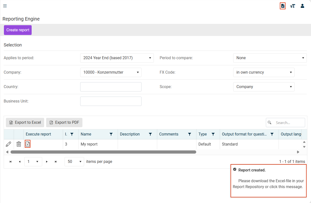 Executing and downloading custom report