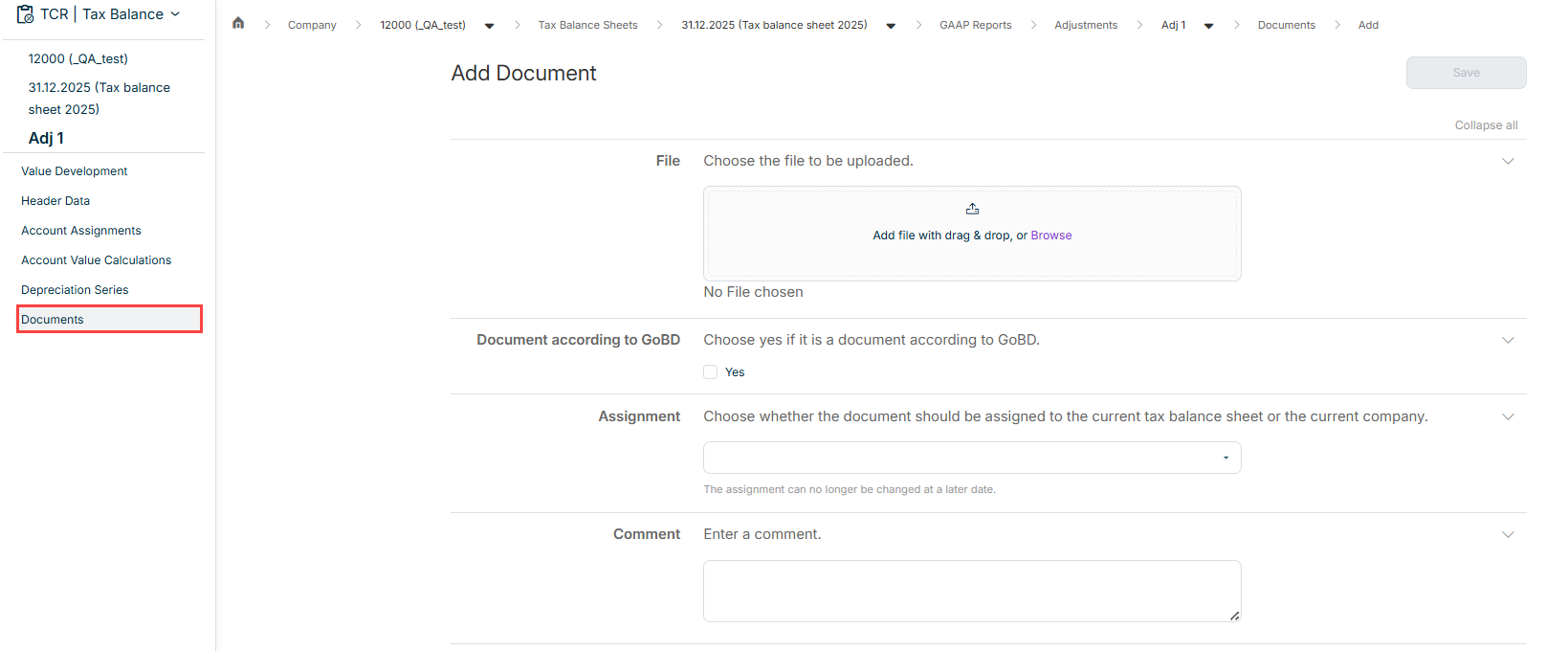 Shows the Add document dialog.