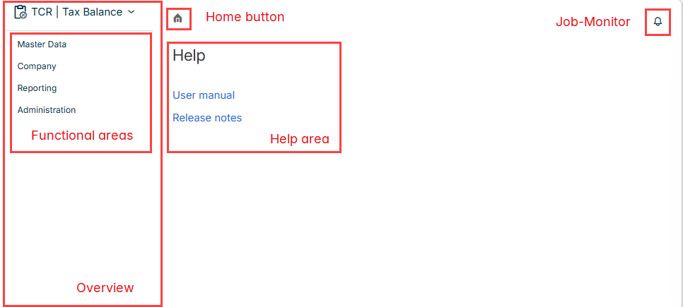 Displays the user interface of Lucanet Tax Balance