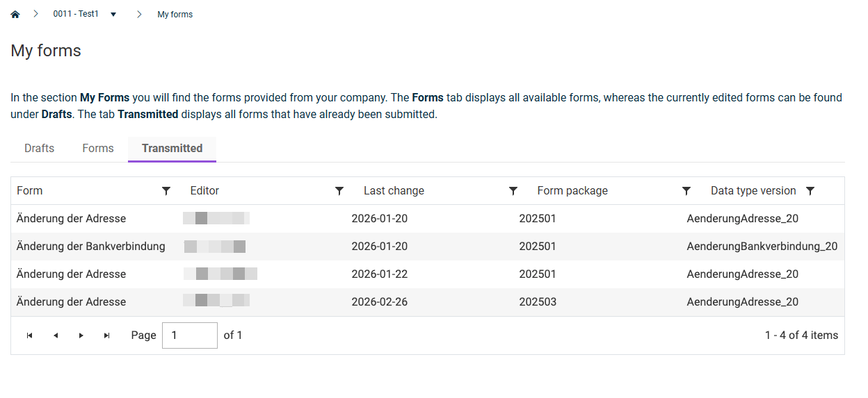 Shows the 'Forms' tab.