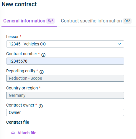 The 'General Information' tab that is displayed for the configuration of a contract is shown.