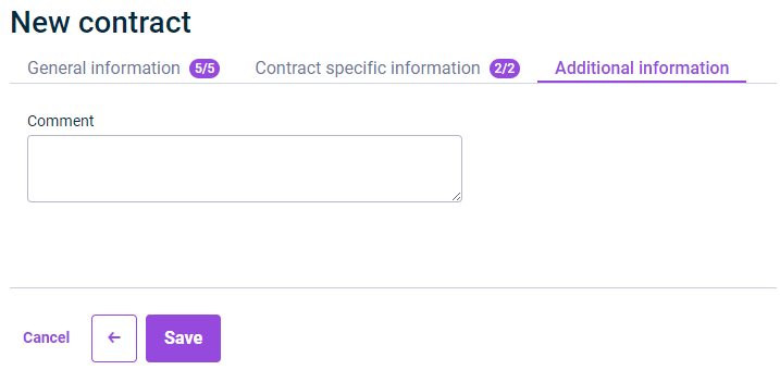 The 'Additional Information' tab that is displayed for the configuration of a contract is shown.